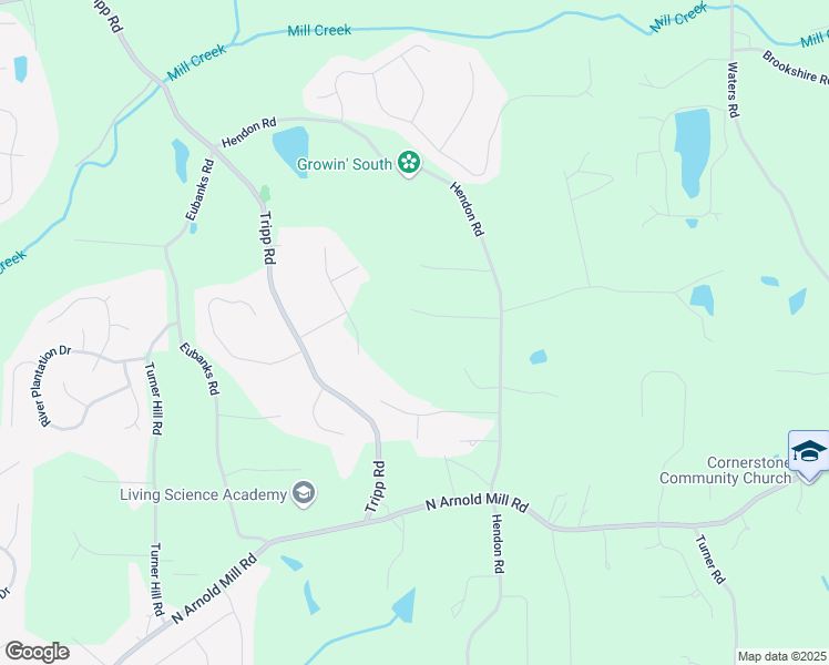 map of restaurants, bars, coffee shops, grocery stores, and more near 1421 Hendon Road in Woodstock