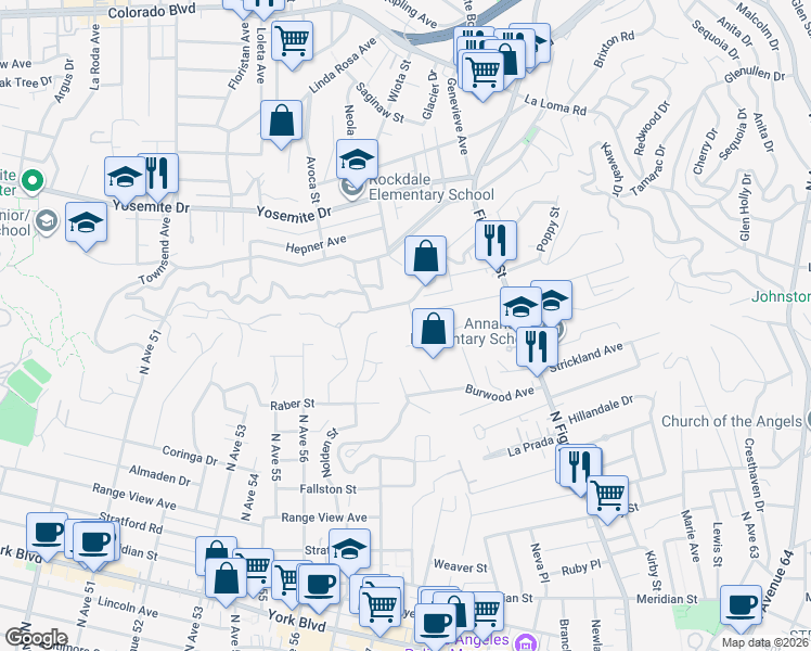 map of restaurants, bars, coffee shops, grocery stores, and more near 833 Tipton Terrace in Los Angeles