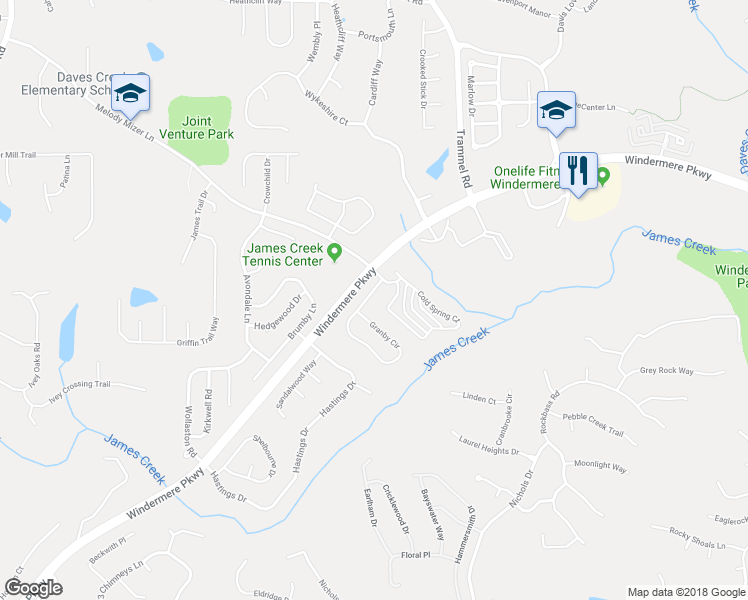 map of restaurants, bars, coffee shops, grocery stores, and more near 4155 Granby Circle in Cumming