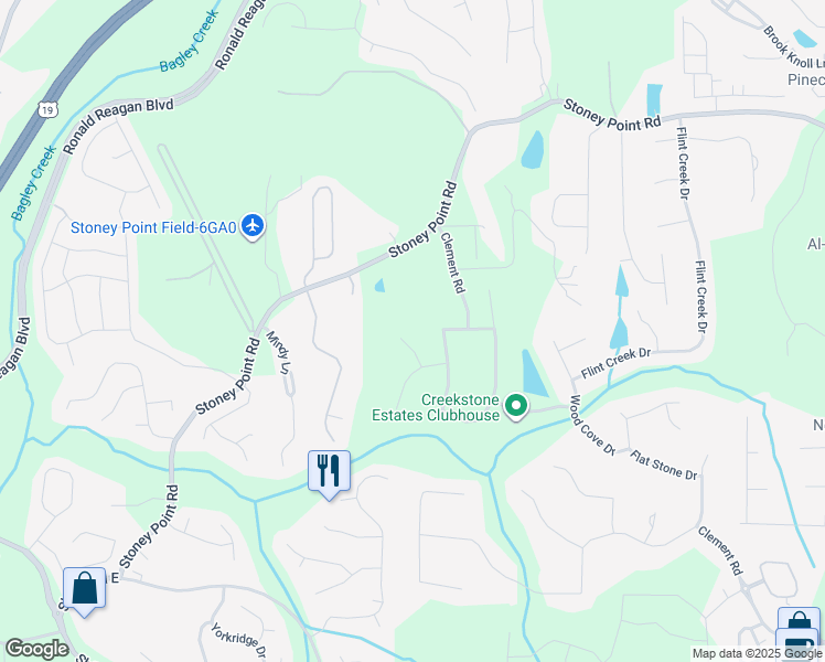map of restaurants, bars, coffee shops, grocery stores, and more near 1901 Stone Meadow Way in Cumming