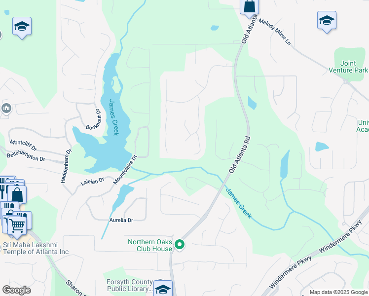 map of restaurants, bars, coffee shops, grocery stores, and more near 2535 Hampton Trail in Cumming
