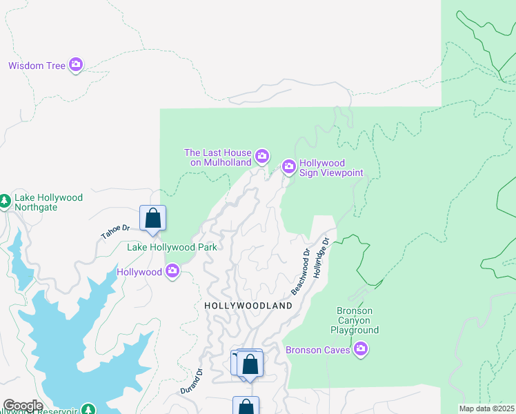 map of restaurants, bars, coffee shops, grocery stores, and more near 3336 Ledgewood Drive in Los Angeles
