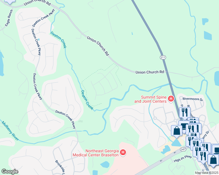 map of restaurants, bars, coffee shops, grocery stores, and more near 5958 Green Ash Court in Braselton