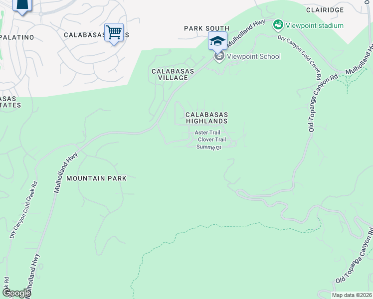 map of restaurants, bars, coffee shops, grocery stores, and more near 23722 Summit Drive in Calabasas