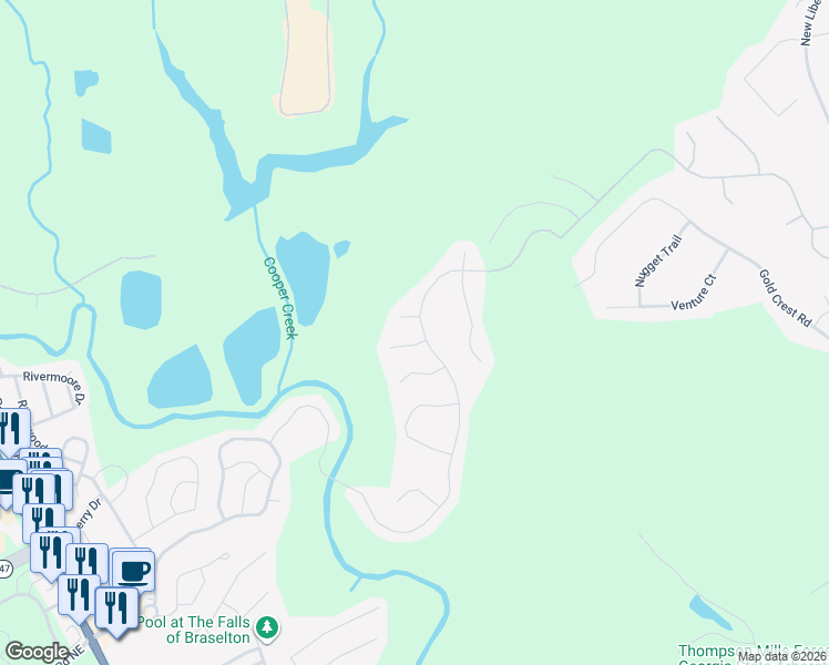 map of restaurants, bars, coffee shops, grocery stores, and more near 7670 Silk Tree Pointe in Braselton
