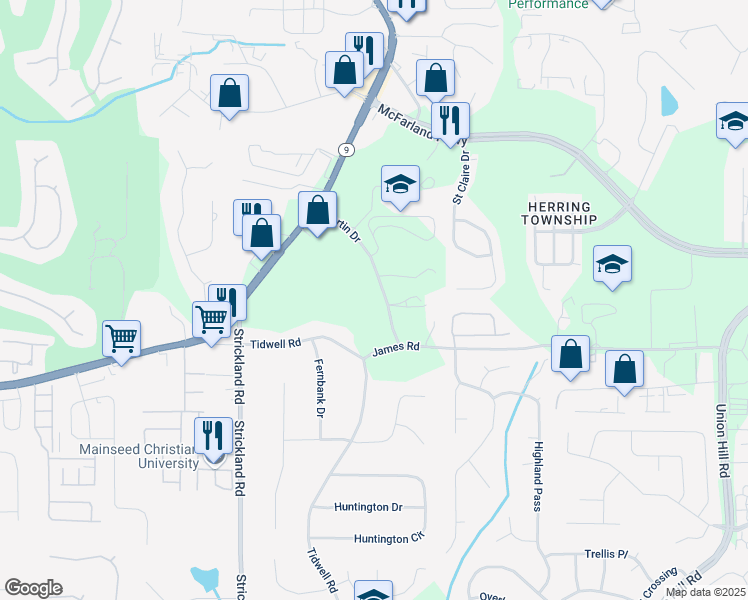 map of restaurants, bars, coffee shops, grocery stores, and more near 210 Martin Drive in Alpharetta