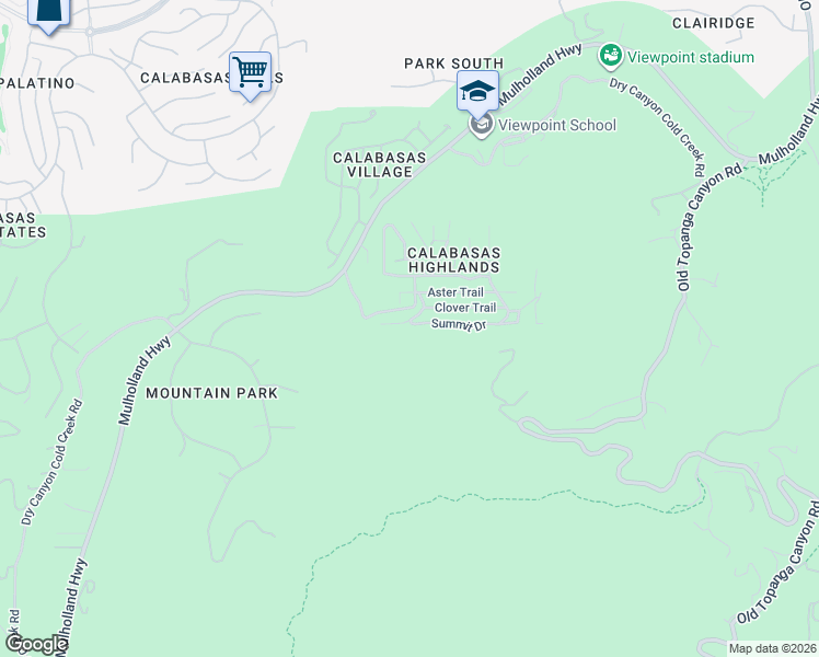 map of restaurants, bars, coffee shops, grocery stores, and more near 23722 Summit Drive in Calabasas