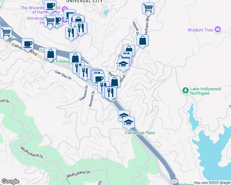 map of restaurants, bars, coffee shops, grocery stores, and more near in Los Angeles