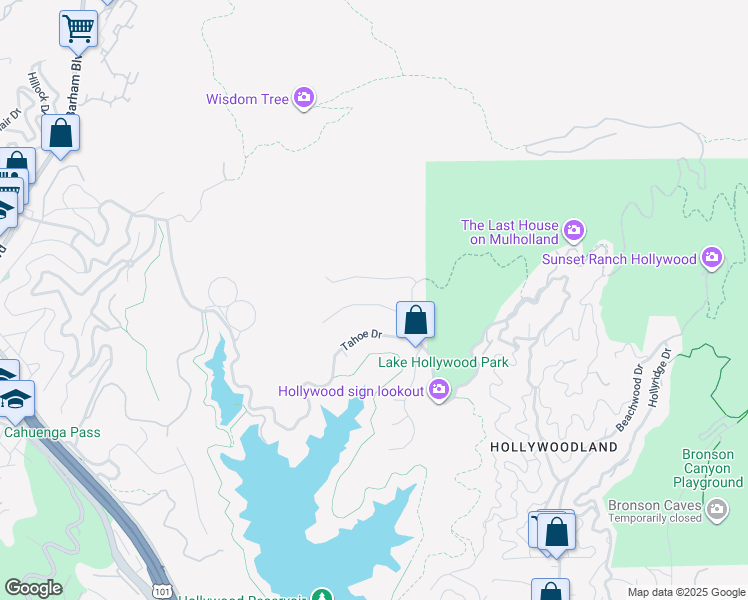 map of restaurants, bars, coffee shops, grocery stores, and more near 2646 Lake Hollywood Drive in Los Angeles