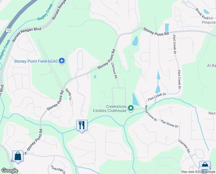 map of restaurants, bars, coffee shops, grocery stores, and more near 1901 Stone Meadow Way in Cumming