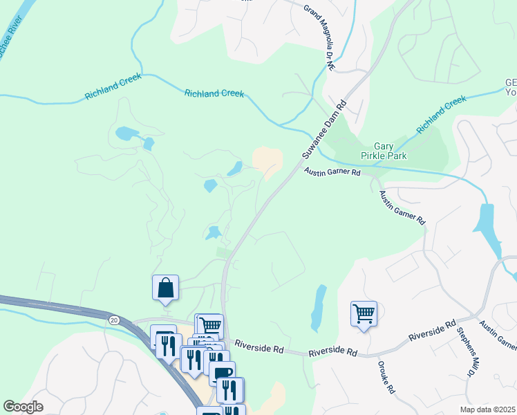 map of restaurants, bars, coffee shops, grocery stores, and more near 6158 Suwanee Dam Road in Sugar Hill