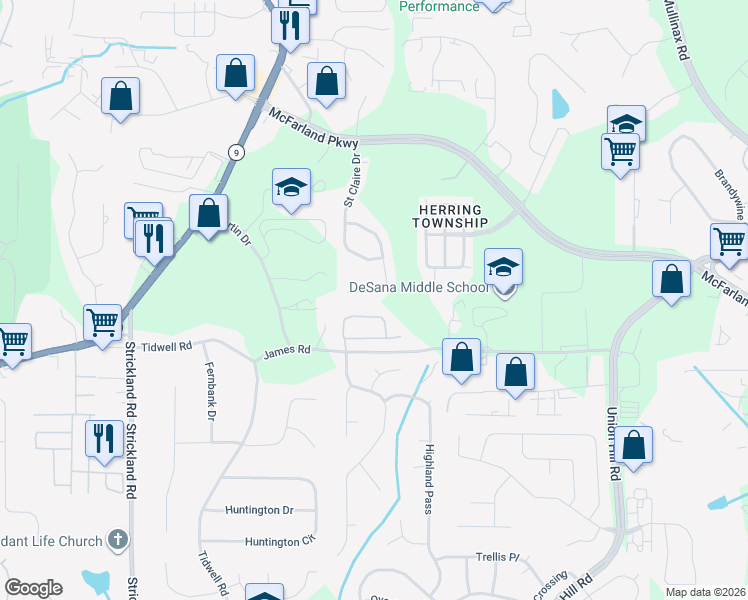 map of restaurants, bars, coffee shops, grocery stores, and more near 455 Grayson Way in Alpharetta