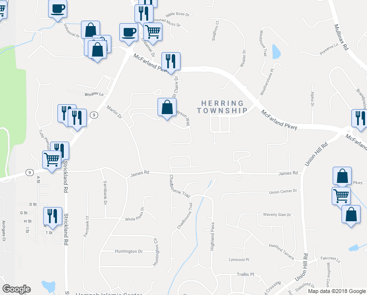 map of restaurants, bars, coffee shops, grocery stores, and more near 459 Grayson Way in Alpharetta