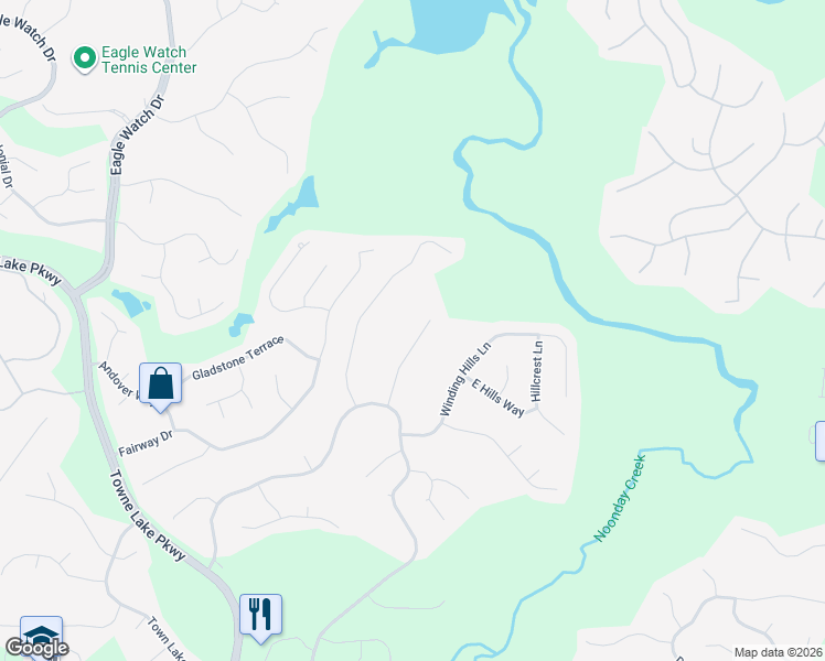 map of restaurants, bars, coffee shops, grocery stores, and more near 721 East Green Lane in Woodstock