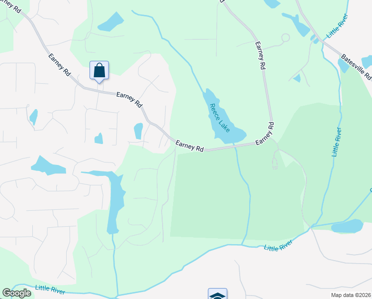 map of restaurants, bars, coffee shops, grocery stores, and more near 4165 Earney Road in Woodstock