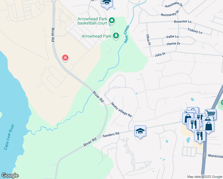 map of restaurants, bars, coffee shops, grocery stores, and more near 6333 Motts Village Road in Wilmington
