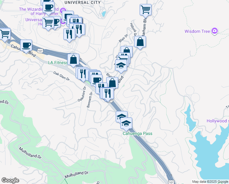map of restaurants, bars, coffee shops, grocery stores, and more near 3239 Primera Avenue in Los Angeles