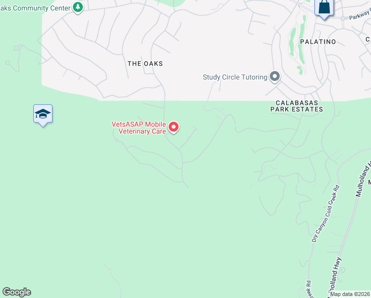 map of restaurants, bars, coffee shops, grocery stores, and more near 25202 Prado Del Misterio in Calabasas