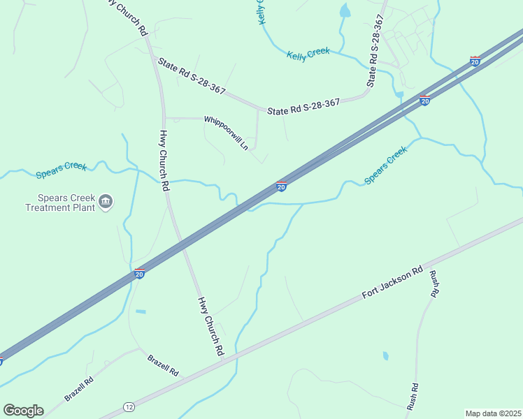 map of restaurants, bars, coffee shops, grocery stores, and more near Interstate 20 in Elgin