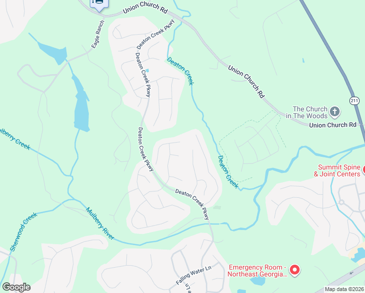map of restaurants, bars, coffee shops, grocery stores, and more near 6403 Lantern Ridge in Hoschton
