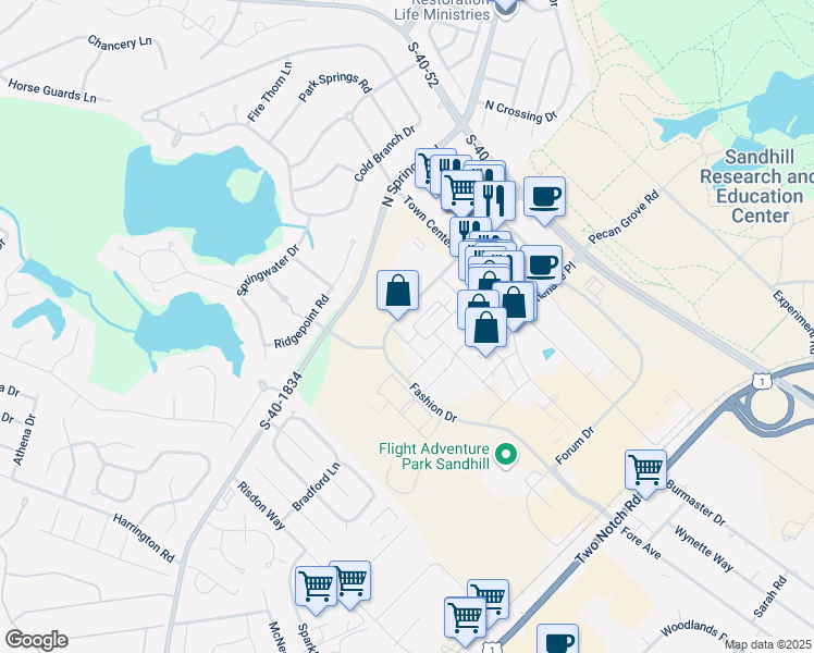 map of restaurants, bars, coffee shops, grocery stores, and more near 780 Fashion Drive in Columbia
