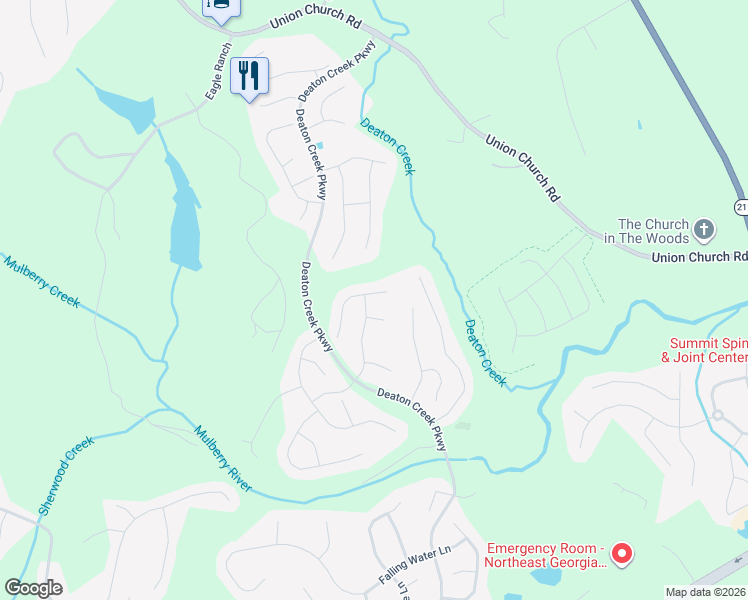 map of restaurants, bars, coffee shops, grocery stores, and more near 6435 Lantern Ridge in Hoschton