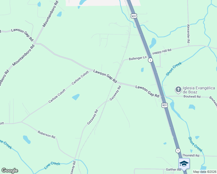map of restaurants, bars, coffee shops, grocery stores, and more near 4320 Lawson Gap Road in Boaz