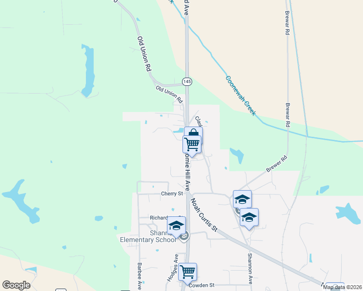 map of restaurants, bars, coffee shops, grocery stores, and more near 359 Old Highway 45 in Shannon