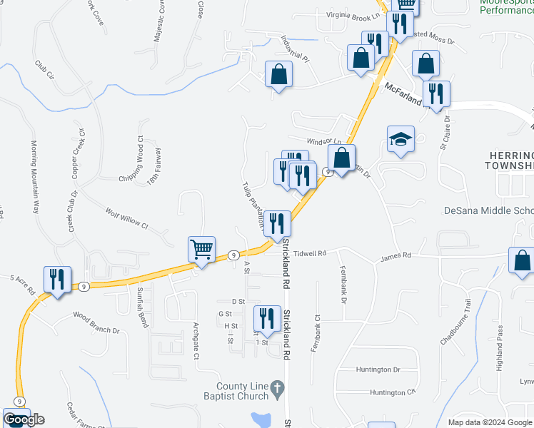 map of restaurants, bars, coffee shops, grocery stores, and more near 6510 Tulip Bulb Court in Alpharetta