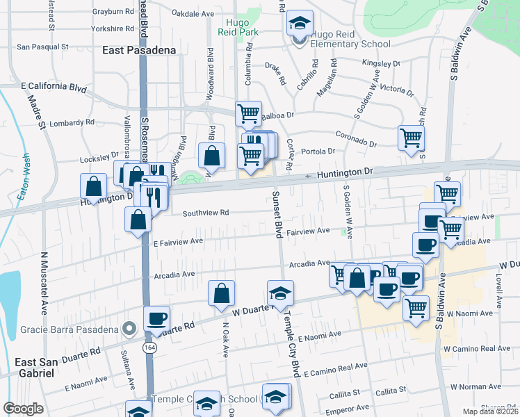 map of restaurants, bars, coffee shops, grocery stores, and more near 1133 Okoboji Drive in Arcadia