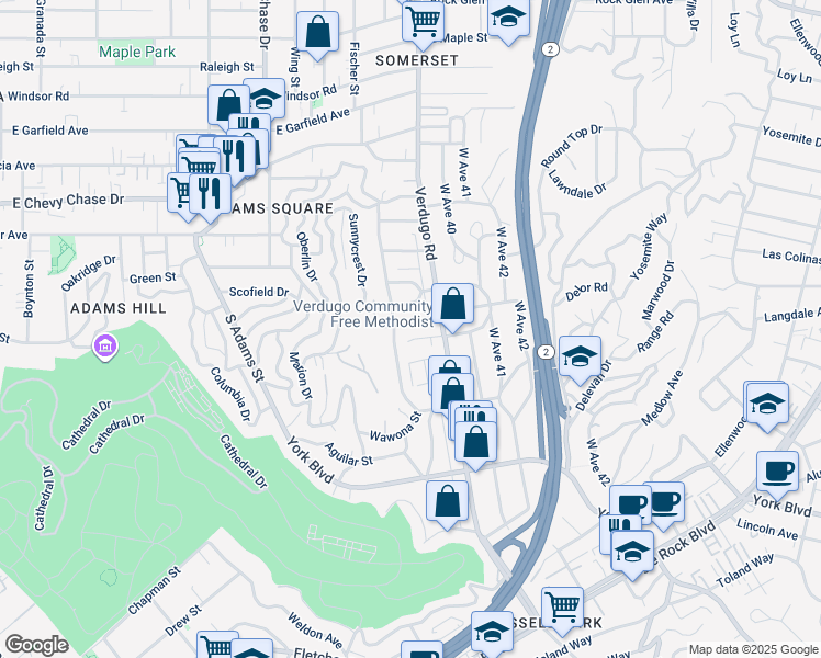 map of restaurants, bars, coffee shops, grocery stores, and more near 3228 Sagamore Way in Los Angeles