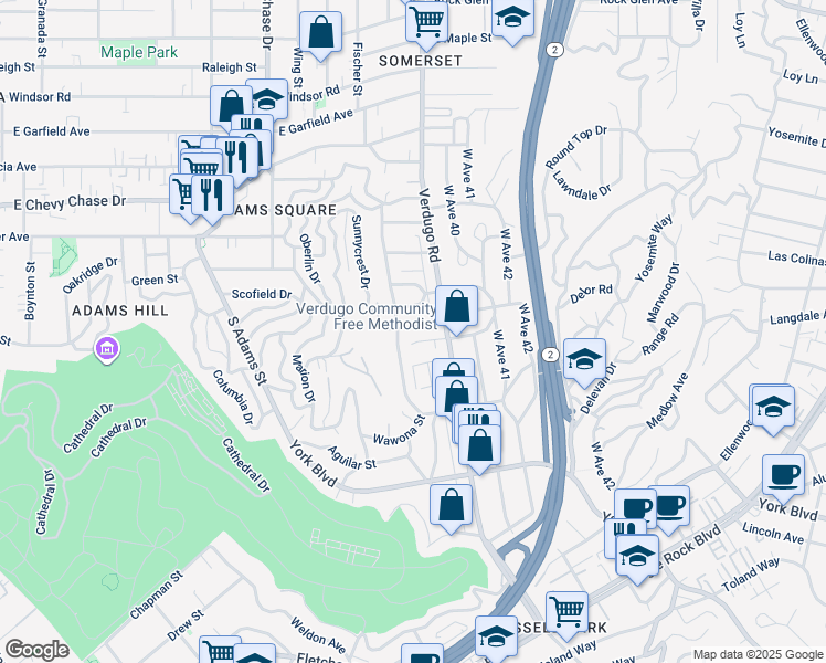 map of restaurants, bars, coffee shops, grocery stores, and more near 3228 Sagamore Way in Los Angeles