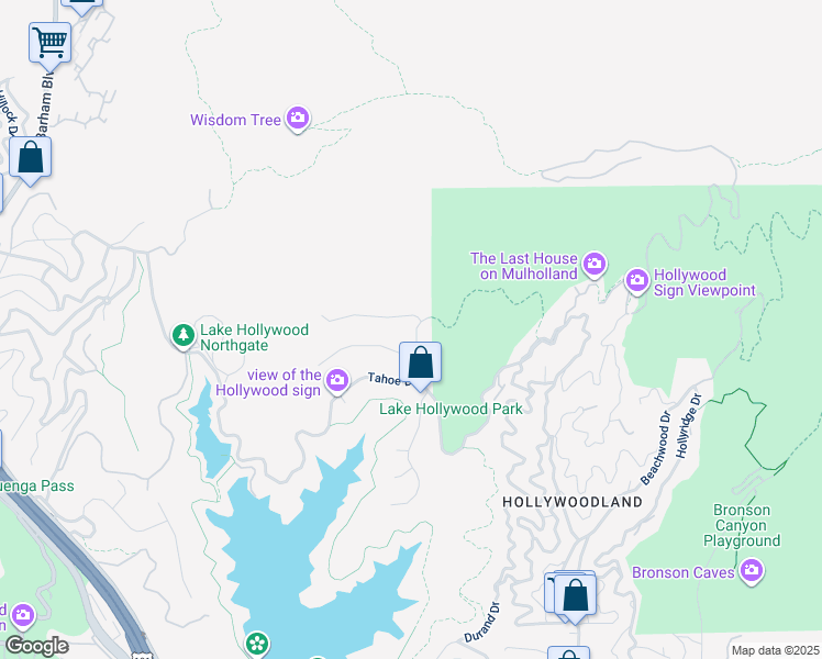map of restaurants, bars, coffee shops, grocery stores, and more near 3255 Canyon Lake Drive in Los Angeles