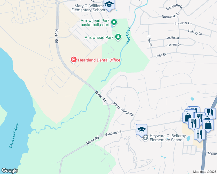 map of restaurants, bars, coffee shops, grocery stores, and more near 201 Fayemarsh Road in Wilmington