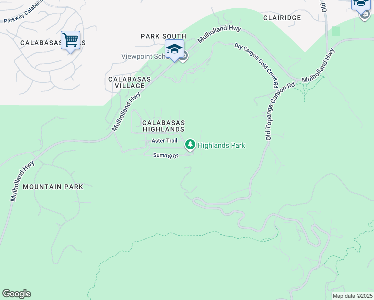 map of restaurants, bars, coffee shops, grocery stores, and more near 23551 Summit Drive in Calabasas