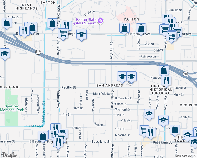 map of restaurants, bars, coffee shops, grocery stores, and more near 1729 Colwyn Avenue in Highland
