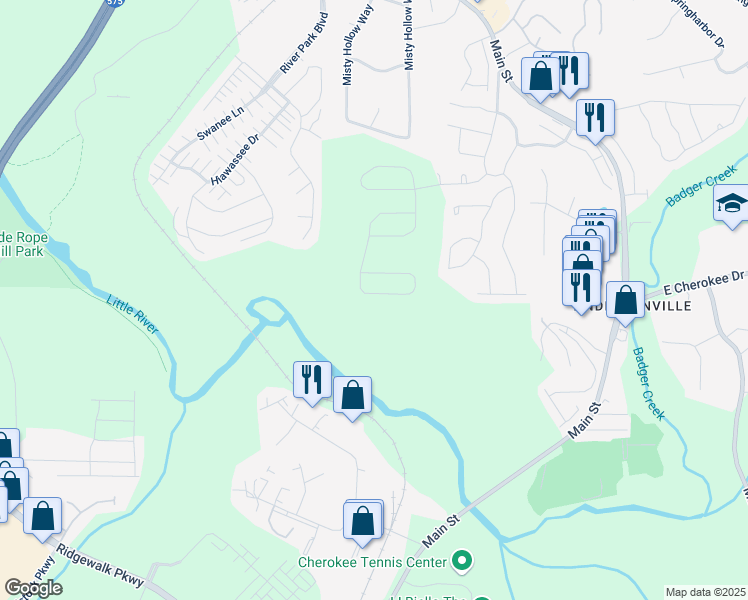 map of restaurants, bars, coffee shops, grocery stores, and more near 660 Stately Drive in Woodstock