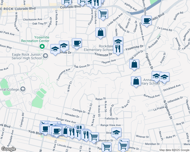 map of restaurants, bars, coffee shops, grocery stores, and more near 1500 Wildwood Drive in Los Angeles