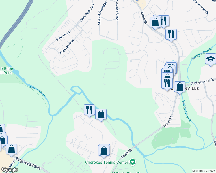 map of restaurants, bars, coffee shops, grocery stores, and more near 660 Stately Drive in Woodstock