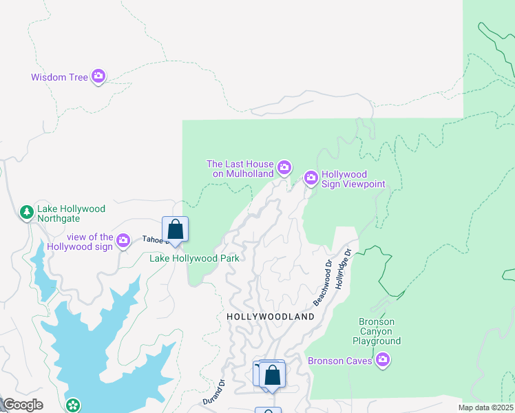 map of restaurants, bars, coffee shops, grocery stores, and more near 6161 Mulholland Highway in Los Angeles
