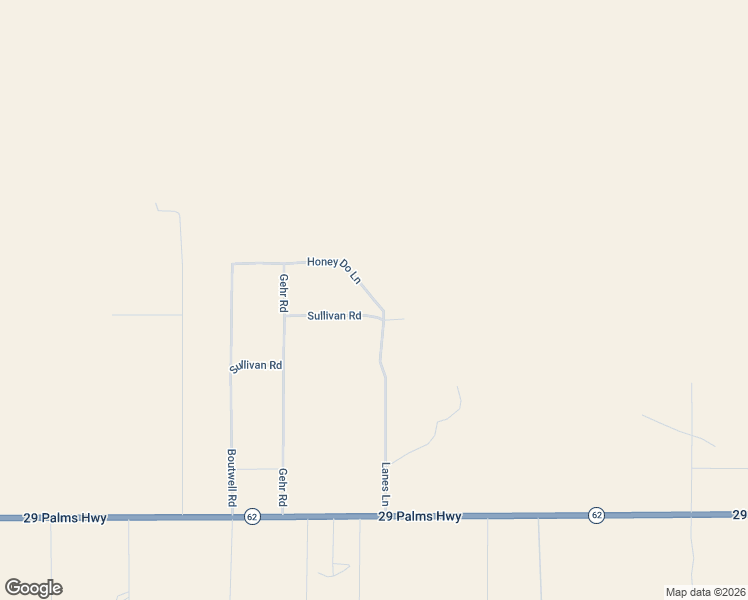 map of restaurants, bars, coffee shops, grocery stores, and more near 5900 Lanes Lane in Twentynine Palms