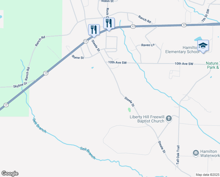 map of restaurants, bars, coffee shops, grocery stores, and more near 2226 Steele Street in Hamilton