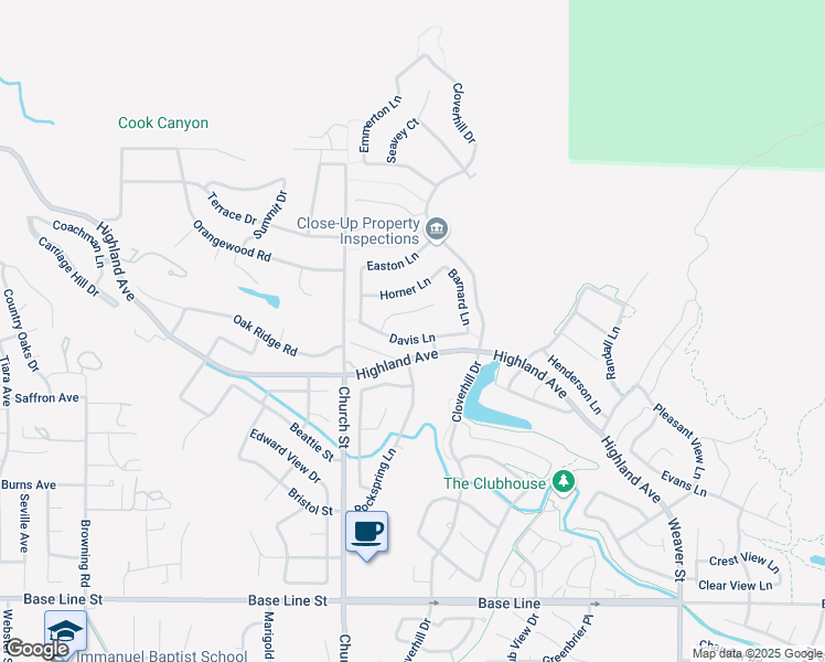 map of restaurants, bars, coffee shops, grocery stores, and more near 29020 Davis Lane in Highland