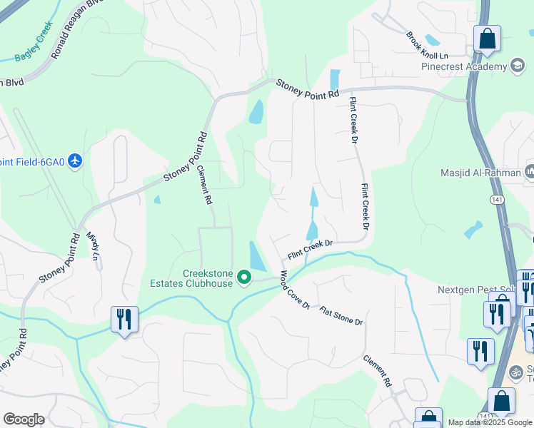 map of restaurants, bars, coffee shops, grocery stores, and more near 2160 Bradley Trail in Cumming