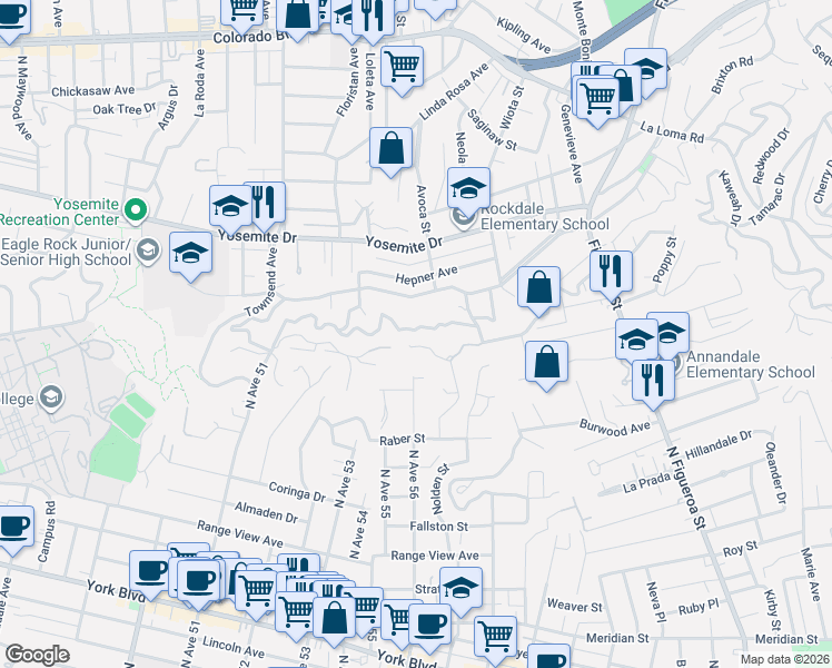 map of restaurants, bars, coffee shops, grocery stores, and more near 1418 Wildwood Drive in Los Angeles