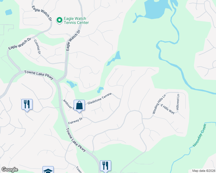 map of restaurants, bars, coffee shops, grocery stores, and more near 3513 Vintage Trail in Woodstock