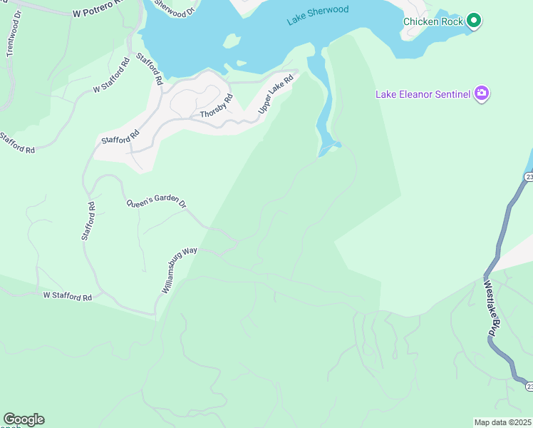 map of restaurants, bars, coffee shops, grocery stores, and more near 2786 Queen's Garden Drive in Thousand Oaks
