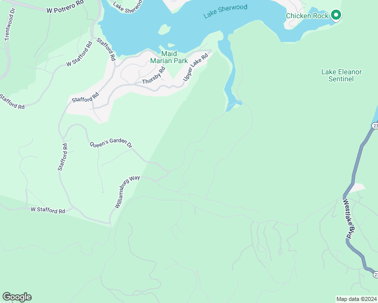 map of restaurants, bars, coffee shops, grocery stores, and more near 2786 Queen's Garden Drive in Thousand Oaks