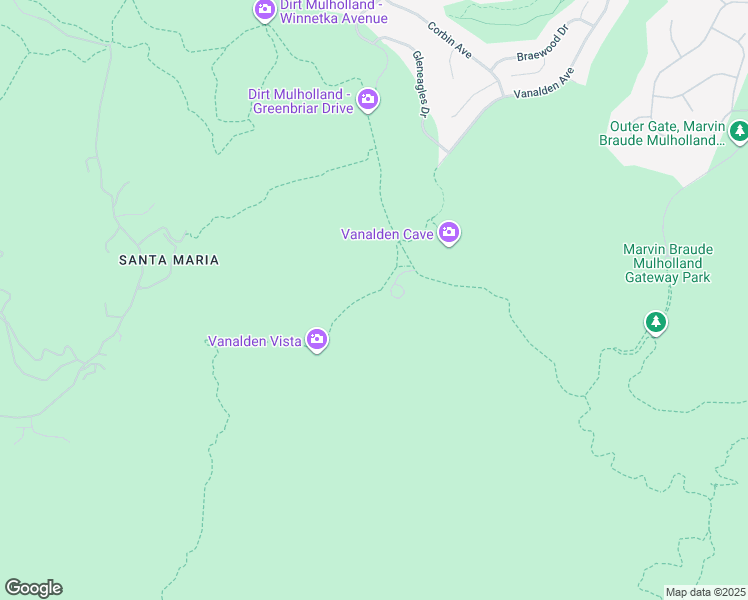 map of restaurants, bars, coffee shops, grocery stores, and more near Mulholland Drive in Los Angeles