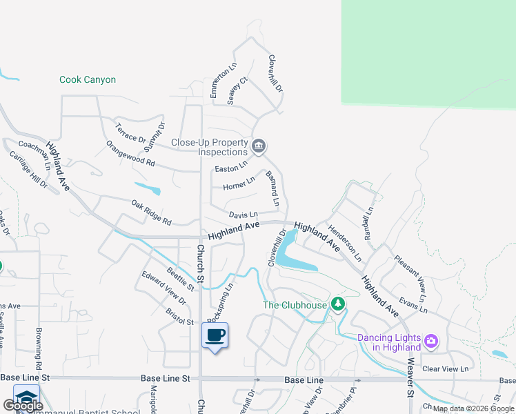 map of restaurants, bars, coffee shops, grocery stores, and more near 29062 Davis Lane in Highland